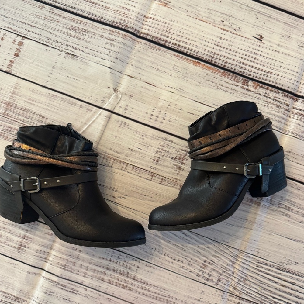 Jellypop Black Ankle Boots with Strap Detail